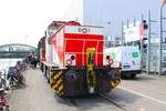 Hafenbahn Frankfurt am Main Krauss Maffei MH05 Lok D1 mit Pendelzug am 21.07.24 auf der Hafenbahn zum Osthafen Festival