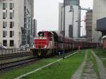 HFM Krauss Maffei MH05 D8 (98 80 0505 011-3 D-HFM) am 04.01.16 in Frankfurt am Mainova Kohlekraftwerk bei Rangieren von DB Cargo Wagen.