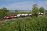 Auf der Fahrt von Gammertingen nach Konstanz hat V 181 der HzL mit den Holcim-Wagen in einigen Minuten das Ziel erreicht.