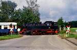 Frühere DB-Dampflok 64 289 bei einer Plandampffahrt auf der Hohenzollerischen Landesbahn, 22.07.1987