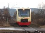 VT 250 Baw Express als HzL85864 nach Spachingen bei der Einfahrt Balgheim am 3.1.08