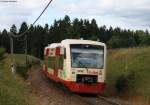 VT231 der HzL als HzL85834 nach Brunlingen Bahnhof am km 22 der KBS742 8.8.08