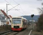 VT243 der HzL als HzL85843  (Brunlingen Bf-Blumberg-Zollhaus) in Weilheim(Wrtt) 15.3.09 