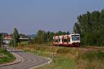 Zwei Triebwagen der Baureihe 650 der Hohenzollerischen Landesbahn sind am 23.