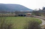 Die HzL auf der Strecke Zollhaus-Blumberg. Kurz vor Hausen zweigt die Bahnlinie von der Strecke Tuttlingen-Donaueschingen Richtung Blumberg ab und berquert die Donau.
