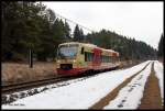 Regio Shuttle Triebwagen 246 war am 12.3.2016 im Einsatz auf der Strecke der Trossinger Eisenbahn.