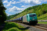 185 619 ATLU/HLG mit einem Düngerzug bei Karlstadt Richtung Würzburg, 12.06.2020