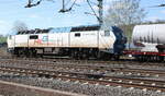 HLG DE 2700-01 (92 80 1251 001-4 D-BEBRA) als Schlusslok an einem Laugenzug von Heimboldshausen nach Sehnde, am 05.04.2023 in Gerstungen.