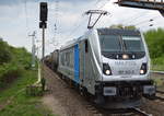 HSL mit der Rpool 187 313-2  [NVR-Number: 91 80 6187 313-2 D-Rpool] mit Kesselwagenzug (geschmolzenes Schwefel) am 23.04.18 Bf. Berlin-Hohenschönhausen.