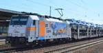 HSL mit der Rpool]  E 186 181-4  [NVR-Number: 91 80 6186 181-4 D-Rpool] und PKW-Transportzug Richtung Polen am 26.06.18 Bf.