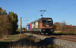 187 537 der HSL schleppte am 31.10.18 die HSL-Mietlok 482 041 durch Greppin Richtung Bitterfeld.