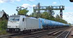 HSL Logistik GmbH, Hamburg [D] mit der Railpool  186 435-4  [NVR-Nummer: 91 80 6186 435-4 D-Rpool] und Kesselwagenzug (Kohlenwasserstoffe, flüssig, N.A.G.) am 01.10.19 Richtung Pirna in