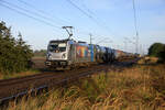 Railpool 187 343 fuhr für HSL am Morgen des 09.10.2022 mit einem Kesselzug von Rostock Seehafen nach Stendell.