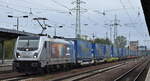 HSL Logistik GmbH, Hamburg [D] mit der Railpool Lok  187 343-9  [NVR-Nummer: 91 80 6187 343-9 D-Rpool] und einem KLV-Zug am 01.10.24 Höhe Bahnhof Schönefeld b. Berlin.