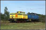 HSL 716 522 und die EGP V60.09 standen am 17.09.09 zusammen im Rostocker Seehafen.