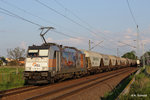 Die HSL E 186 181 mit Getreidezug bei Dresden-Stetzsch am 09.05.2016 aufgenommen.