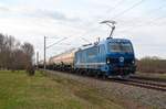 192 004 der Infra Leuna führte am 28.03.21 den Ammoniakzugzug aus Wittenberg-Piesteritz nach Großkorbetha durch Greppin.