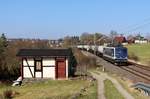 155 048-6 (IntEgro) zu sehen am 08.04.18 mit einem Kesselzug in Jößnitz/V.