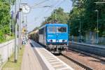 155 045-9 (155 238-9) IntEgro Verkehr GmbH mit einem Holzzug, bei der Durchfahrt in Fangschleuse und fuhr weiter in Richtung Berlin.