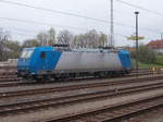 Als Einzige Privatbahnlok stand,am 08.April 2017,die IGE 185 521 in Eberswalde.