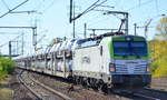 ITL - Eisenbahngesellschaft mbH mit Captrain  193 893  [NVR-Number: 91 80 6193 893-5 D-ITL] und PKW-Transportzug (fabrikneue Audi-Modelle mit Folie geschützt) am 05.10.18 Bf.