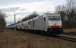 285 108 führte am 27.01.19 den Sodazug aus Stassfurt nach Bitterfeld durch Raguhn.