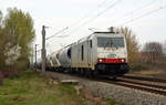 285 109 der ITL führte am 24.03.19 den Staßfurter Sodazug durch Greppin Richtung Bitterfeld.