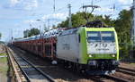 ITL - Eisenbahngesellschaft mbH, Dresden [D] mit  185 541-0  [NVR-Nummer: 91 80 6185 541-0 D-ITL] und PKW-Transportzug (VW Nutzfahrzeuge aus polnischer Produktion) aus Frankfurt/Oder Richtung? am