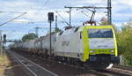 ITL - Eisenbahngesellschaft mbH, Dresden [D] mit  152 197-0  [NVR-Nummer: 91 80 6152 197-0 D-ITL] und Kesselwagenzug am 01.10.19 Dresden-Strehlen.