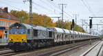 ITL mit  CB 1000  [NVR:  92 80 1266 105-6 D-ITL ] und Schüttgutwagenzug am 26.10.21 Durchfahrt Bf.