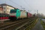 ITL Bombardier Traxx 186 127-7 mit KLV Zug in Rüdesheim am Rhein am 26.11.22