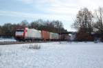 23.11.08,  E186 182-2 von ITL ist mit einem Containerzug auf dem Weg nach Bremen wird gleich das AW-Bremen passieren.