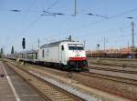 285 103-8 der ITL mit einem Leerzug Autotransportwagen in Magdeburg-Rothensee am 02.05.2009.