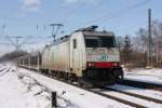 E 186 140 der ITL mit einem Leerzug Autotransportwagen in Leipzig-Thekla.