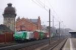 ITL/SNCF 437024 mit Containerzug in Rathenow in Richtung Stendal unterwegs.