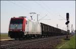 185 598 die aktuell fr die Firma ITL fhrt, befrderte einen Kohlezug am 19.04.2011 gen Regensburg.