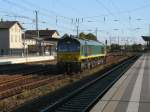 Die 266 022,ist unter der Bezeichnung PB18 momentan an die ITL vermietet.Am 01.Oktober 2011 war die Class 66 in Angermnde unterwegs.