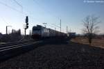 E 186 138 ITL Eisenbahn GmbH mit einem Containerzug in Stendal(Wahrburg) und fuhr in Richtung Berlin weiter.