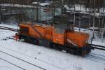 Die Kreisbahn Siegen-Wittgenstein mit der Northrail Leihlok am 05.01.2011 in Herdorf.