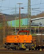 Die Lok 45 (MaK G 1204 BB) der Kreisbahn Siegen-Wittgenstein (KSW) steht am27.03.2013 in Siegen-Geisweid.