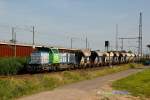 G 1700BB LDS vossloh mit einem Schotterzug am 17.07.2014 in Köln Porz Wahn.