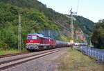 132 158-7 und 232 673-4 (LEG) fuhren am 27.06.18 einen Kesselzug nach Saalfeld/Saale. Hier ist der Zug in der Einfahrt Saalfeld/Saale zu sehen.