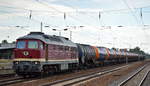 LEG 132 004-3 (92 80 0232 204-0 D-LEG) mit Kesselwagenzug (leer) Richtung Stendell am 19.07.18 Bf. Flughafen Berlin-Schönefeld.