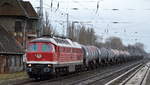 Leipziger Eisenbahnverkehrsgesellschaft mbH, Leipzig mit  232 701-3  [NVR-Nummer: 92 80 1232 701-3 D-LEG] mit Kesselwagenzug (leer) Richtung Stendell am 15.03.21 Berlin Buch.