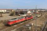 232 416-8 und 155 078-9 (beide der LEG) zu sehen am 23.03.15 in Gera.