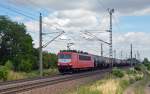 155 078 der LEG zog am 10.07.15 einen Kesselwagenzug durch Wellen Richtung Braunschweig.