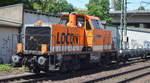 LOCON 214 (92 80 1214 004-4 D-LOCON) am 30.06.18 unterwegs mit einem Leerzug Containertragwagen Durchfahrt Bf. Hamburg-Harburg.