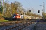 Die an NorthRail vermietete Locon-192 060-2 befördert am 05.04.2023 in Lintorf einen Güterzug in Richtung Norden