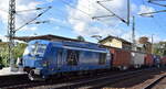 LOCON LOGISTIK & CONSULTING AG, Berlin [D] mit der Vectron Dual  248 047/ LOCON 424  [NVR-Nummer: 90 80 2248 047-3 D-NRAIL] und einem Containerzug am 15.10.24 Durchfahrt Bahnhof Werder(Havel).