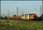 Locon 213 + ER 20.09 + ITB 1101 bespannten am Abend des 24.05.08 den Kreidezug von Rgen in Richtung Rostock.